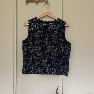 Karl Lagerfeld Paris Women's Sleeveless Zipper Back Tank Top Navy Blue Size L